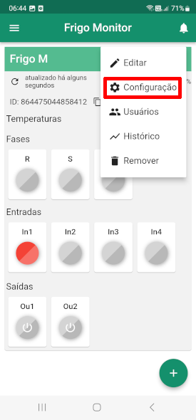 Menu de Configuração